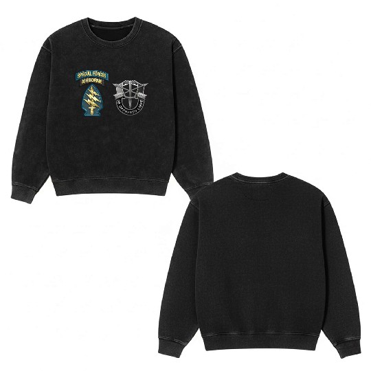 U S Army Special Forces Green Berets SSI DUI Double Sided Mineral Wash Sweatshirts