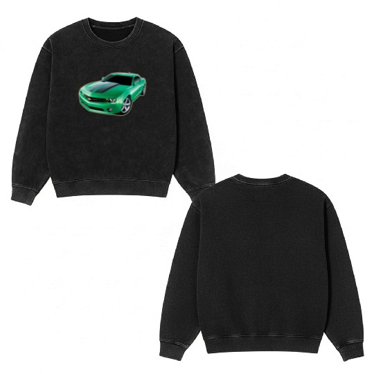 GREEN CHEVY CAMARO Double Sided Mineral Wash Sweatshirts