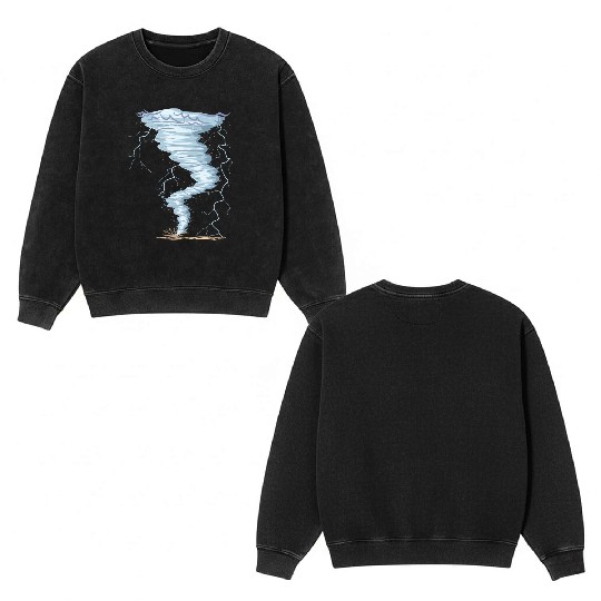 Weather Tornado whirlwind Storm Hunter cool design Double Sided Mineral Wash Sweatshirts