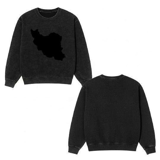 Iran map silhouette Double Sided Mineral Wash Sweatshirts