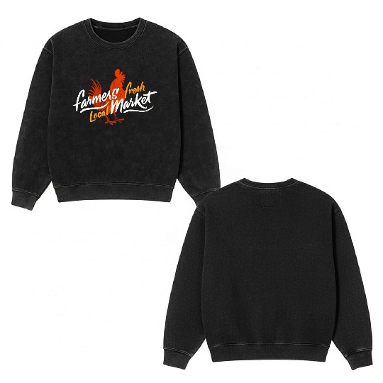 Rooster Farmers Market Double Sided Mineral Wash Sweatshirts