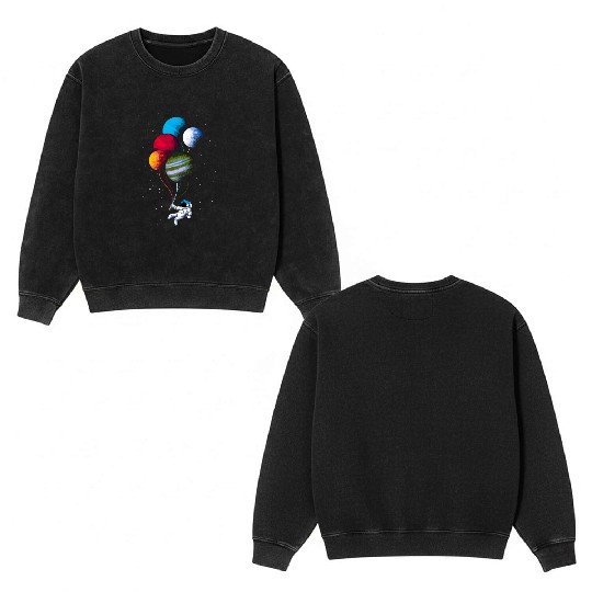 Astronaut balloons Double Sided Mineral Wash Sweatshirts