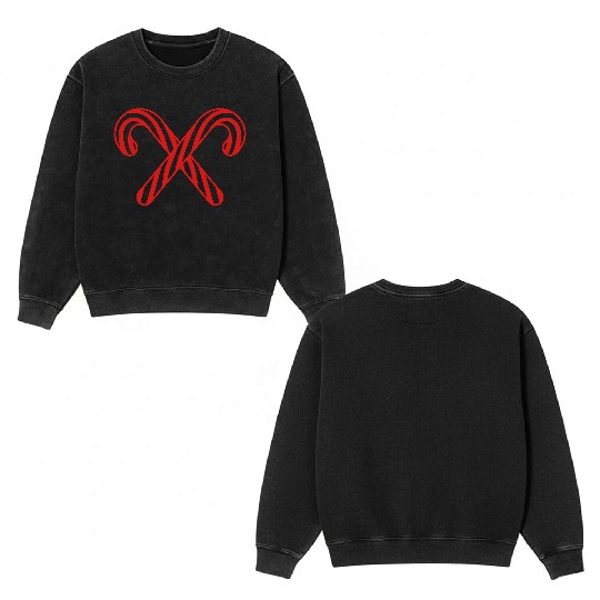 cross 2 candy cane x delicious candy sugar sweet h Double Sided Mineral Wash Sweatshirts