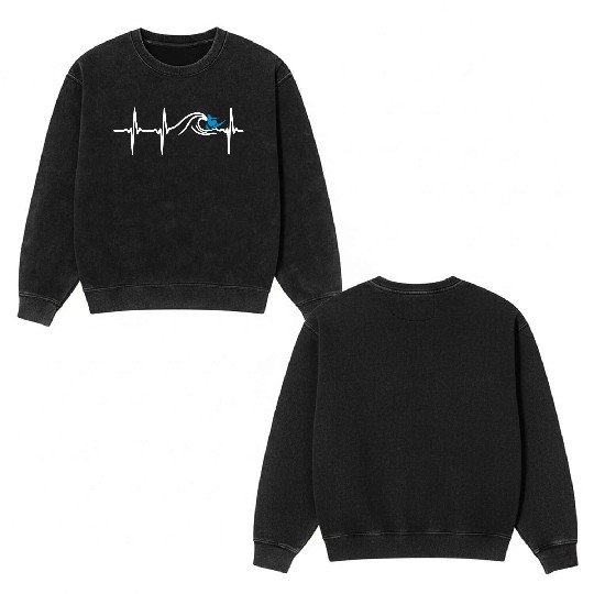 Heart Beat Surfing Double Sided Mineral Wash Sweatshirts