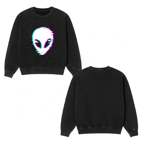Aliens Gift Ufo Space Saucer Mars Geek Scifi Solar Double Sided Mineral Wash Sweatshirts