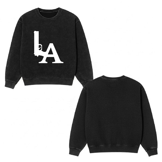 LA Dodgers Gun Los Angeles Hollywood California Double Sided Mineral Wash Sweatshirts