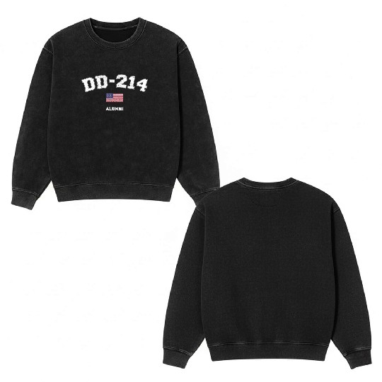 Dd 214 Us Armed Forces Alumni Usa Flag Vintage Double Sided Mineral Wash Sweatshirts