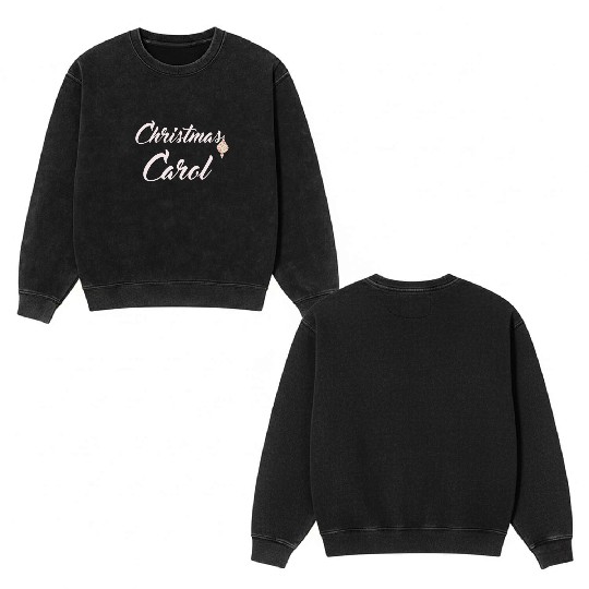 Christmas Carol with xmas decoration for Carols Double Sided Mineral Wash Sweatshirts