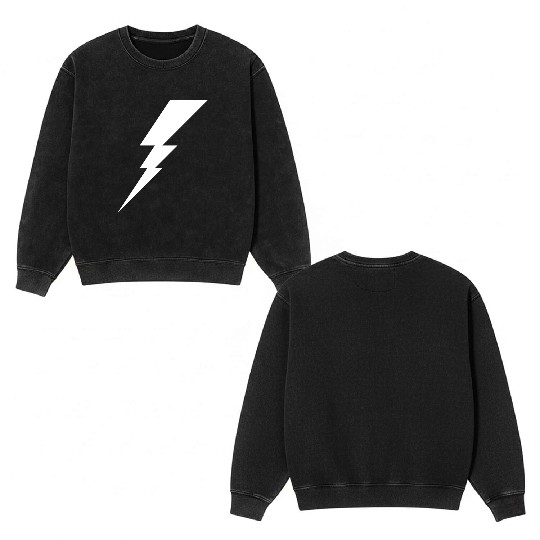 Lightning Bolt Geometric Vector Shape Double Sided Mineral Wash Sweatshirts