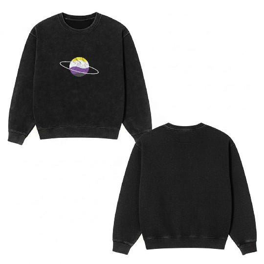 Non Binary Planet LGBTQ Flag Double Sided Mineral Wash Sweatshirts