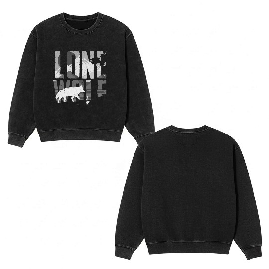 Lone Wolf Gift Double Sided Mineral Wash Sweatshirts