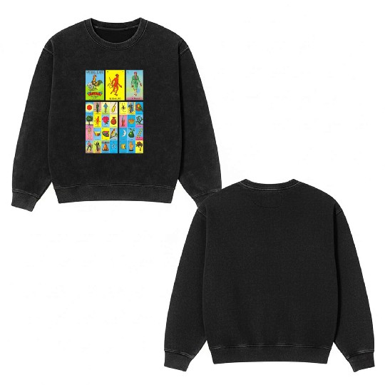 Loteria Mexican Double Sided Mineral Wash Sweatshirts