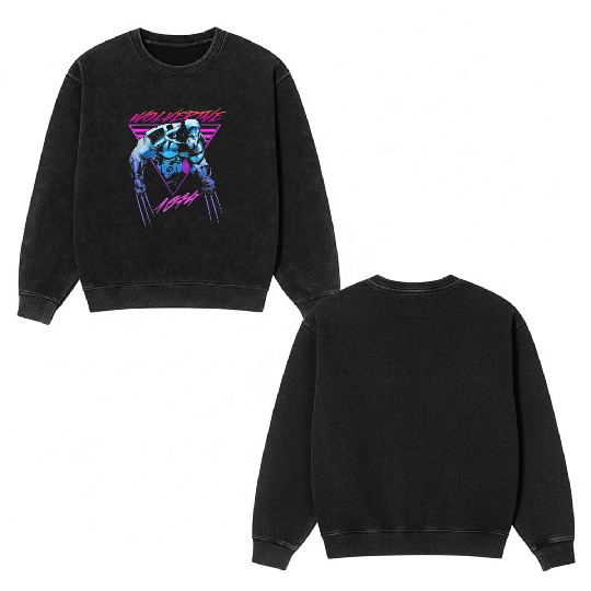 M-a-r-v-e-l W-o-l-verine Neon Retro Logan Graphic Double Sided Mineral Wash Sweatshirts