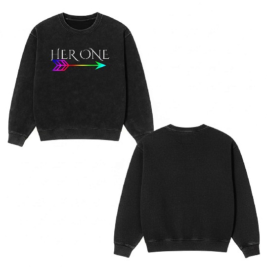 Cute Gay Couple Lesbian Valentines Day Her One Double Sided Mineral Wash Sweatshirts