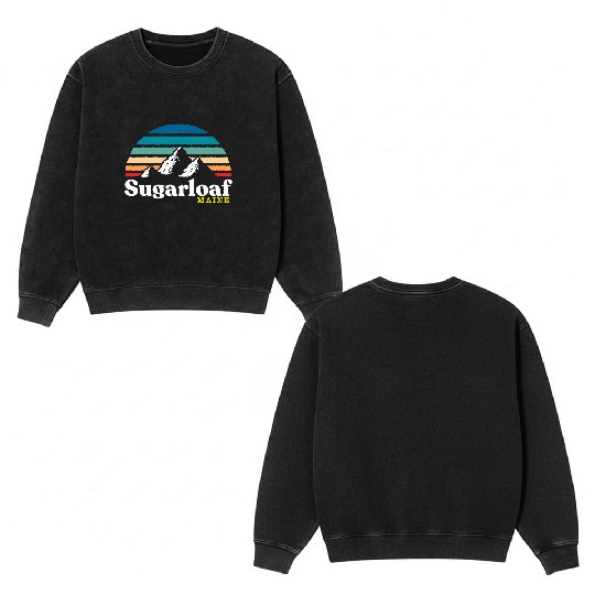 Sugarloaf Maine USA Ski Resort 1980s Retro Double Sided Mineral Wash Sweatshirts