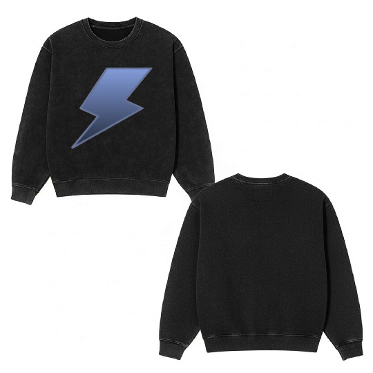 lightning bolt blue Double Sided Mineral Wash Sweatshirts