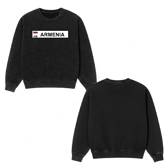 Realistic Armenia License Plate Sticker Double Sided Mineral Wash Sweatshirts