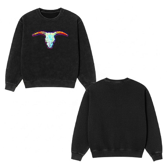 Cow skull Double Sided Mineral Wash Sweatshirts