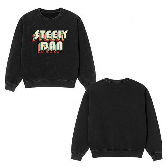 Steely Dan | Unique Retro Faded-Style Typography Double Sided Mineral Wash Sweatshirts