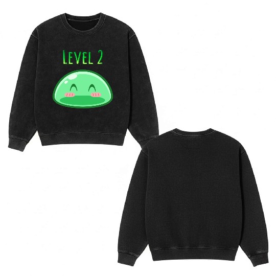 Cute Green Dungeon Slime Monster Weird Anime Double Sided Mineral Wash Sweatshirts
