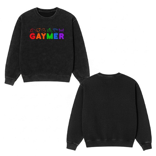 gaymer / gay pride gamer Double Sided Mineral Wash Sweatshirts
