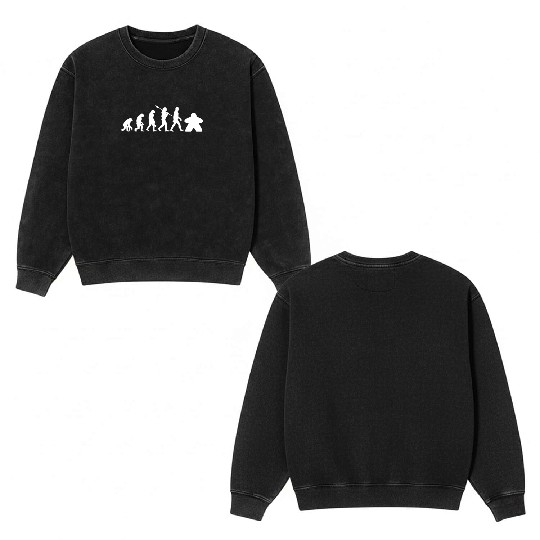 Meeple Evolution, funny board game Double Sided Mineral Wash Sweatshirts
