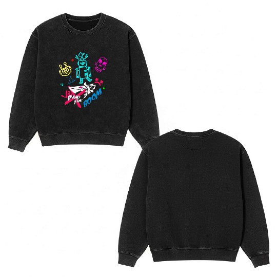 jinx arcane boom monkey Double Sided Mineral Wash Sweatshirts