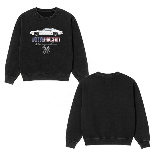 American Muscle Cameo White w Argent Graphics Double Sided Mineral Wash Sweatshirts