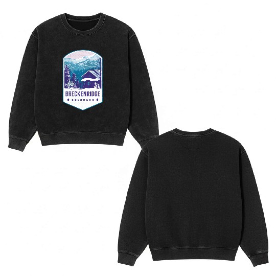 Breckenridge Colorado Ski Badge Double Sided Mineral Wash Sweatshirts