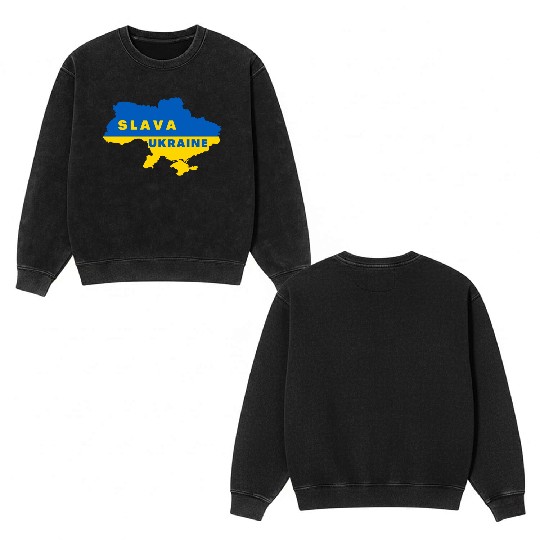 EU Ukraine Europe Friends Union Freedom Peace Double Sided Mineral Wash Sweatshirts