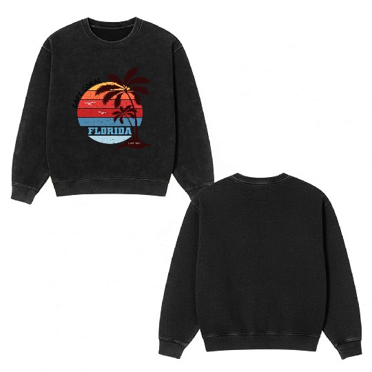 Cape Coral Est.1973 Vintage Florida summer Gift Double Sided Mineral Wash Sweatshirts