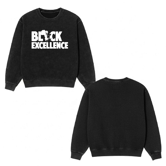 BLACK EXCELLENCE Double Sided Mineral Wash Sweatshirts