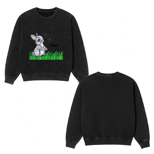 Bunny Name Gift Noah Double Sided Mineral Wash Sweatshirts