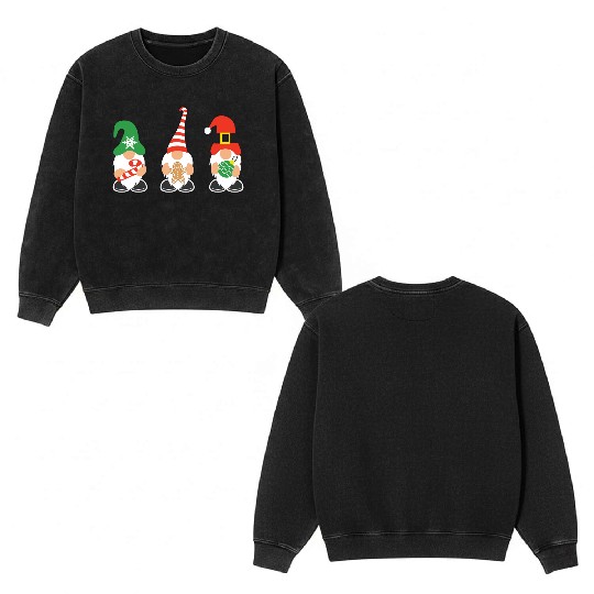 Christmas Gnomes with candy cane, gift Double Sided Mineral Wash Sweatshirts