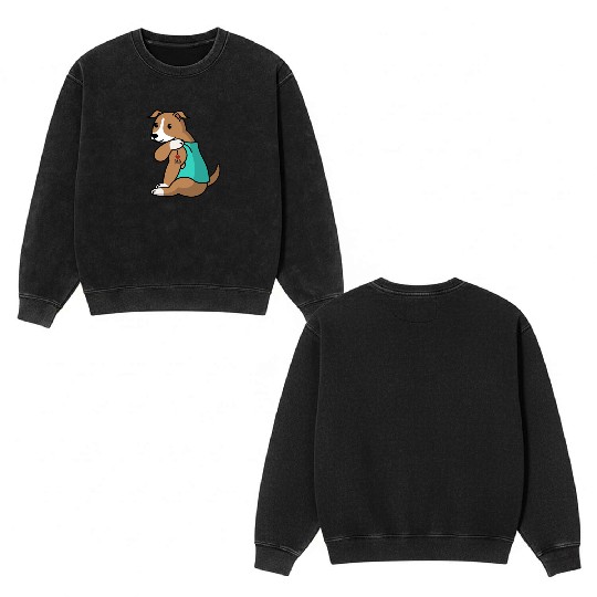 I Love Dad Greyhound Double Sided Mineral Wash Sweatshirts