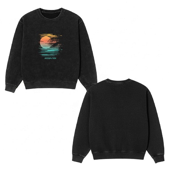 Artistic Oceanside California Palm Tree Vacation Double Sided Mineral Wash Sweatshirts