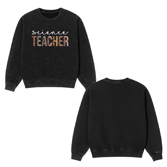 Science Teacher Leopard Appreciation For Women For Double Sided Mineral Wash Sweatshirts