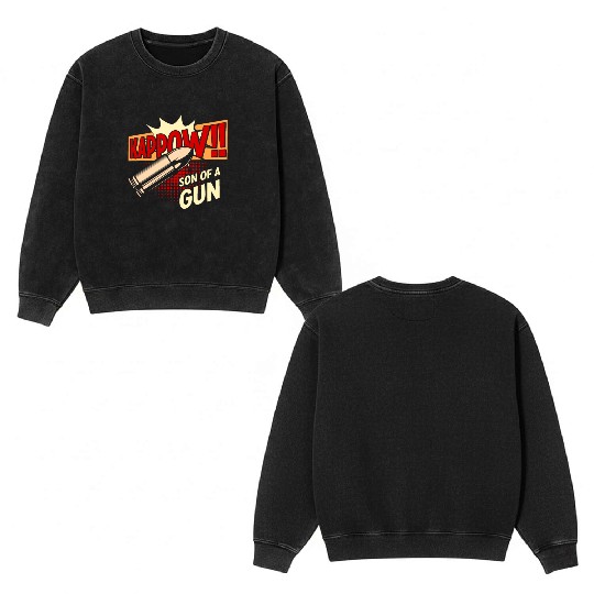 Kappow Bullets Gun Explosion Big bang Aesthetic Double Sided Mineral Wash Sweatshirts