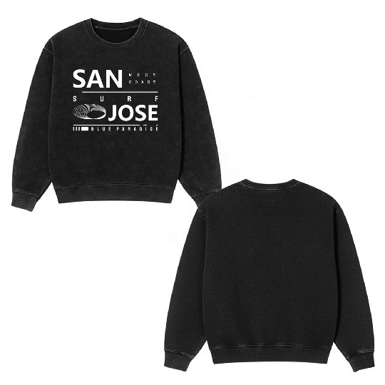 San Jose Urban Street Design Double Sided Mineral Wash Sweatshirts