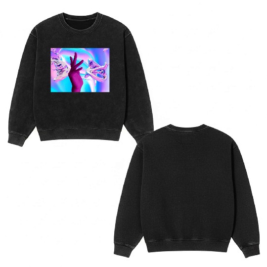 Holographic mystical Aesthetic hand Double Sided Mineral Wash Sweatshirts