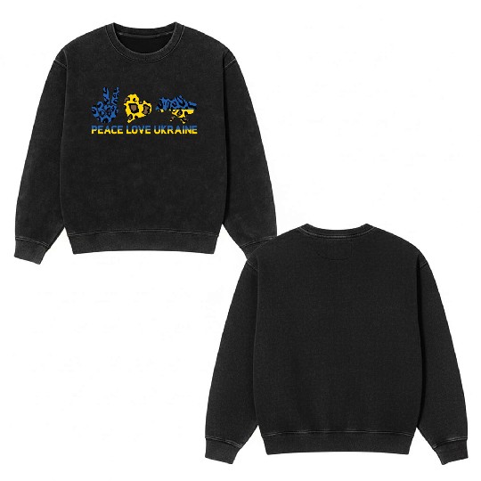 EU Ukraine Europe Friends Union Freedom Peace Double Sided Mineral Wash Sweatshirts