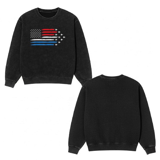 Air Force US Veterans 4th of July Double Sided Mineral Wash Sweatshirts