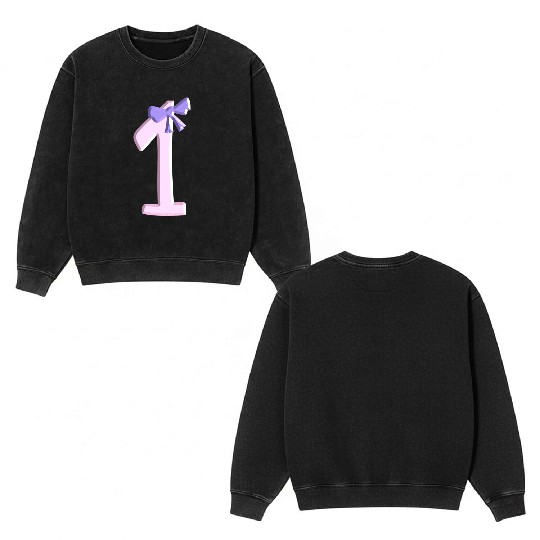 one loop number pink number first Double Sided Mineral Wash Sweatshirts