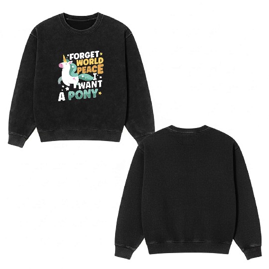 Horse Dressage Horseback-Riding Horse Girl Barn Double Sided Mineral Wash Sweatshirts