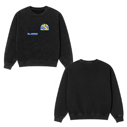 Down Syndrome Awareness Retro Sunset Yellow Blue Double Sided Mineral Wash Sweatshirts