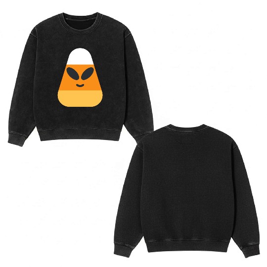 Alien Candy Corn Halloween Costume Double Sided Mineral Wash Sweatshirts