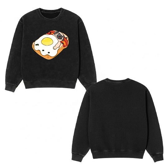 Sleeping Pug Double Sided Mineral Wash Sweatshirts