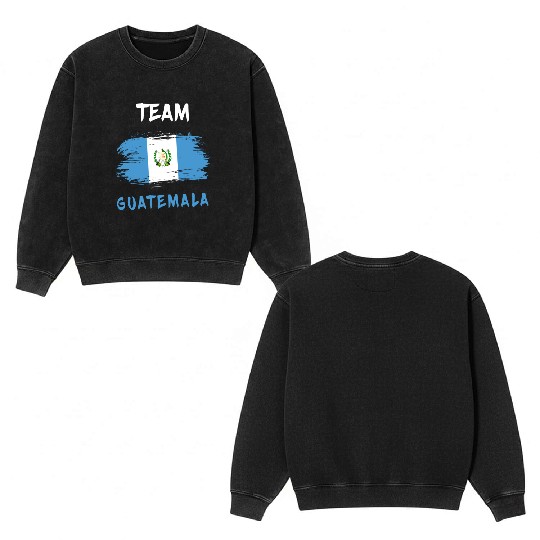 Team Guatemala flags design Double Sided Mineral Wash Sweatshirts
