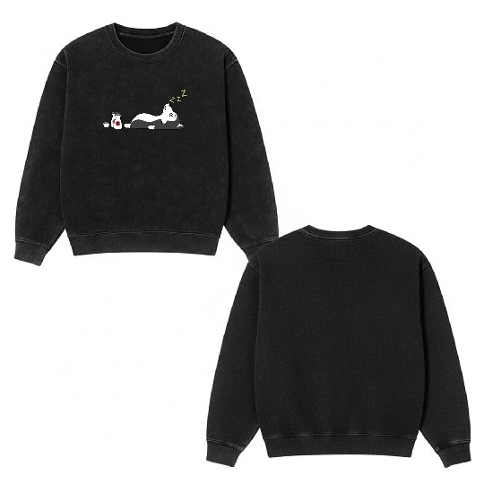 Husky Sake Drunk Double Sided Mineral Wash Sweatshirts