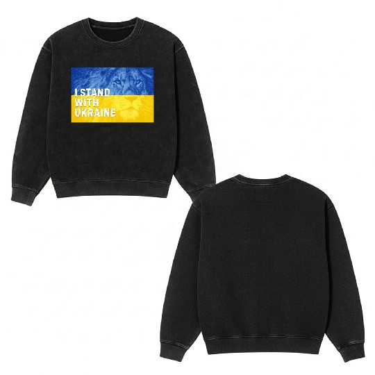Ukraine Independence Day. I Stand with Ukraine Double Sided Mineral Wash Sweatshirts